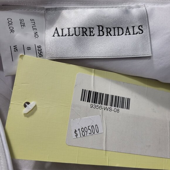 NWT~$1895~ALLURE BRIDALS~6/8~WHITE RHINESTONE MERMAID FIT & FLARE WEDDING DRESS - Picture 15 of 16